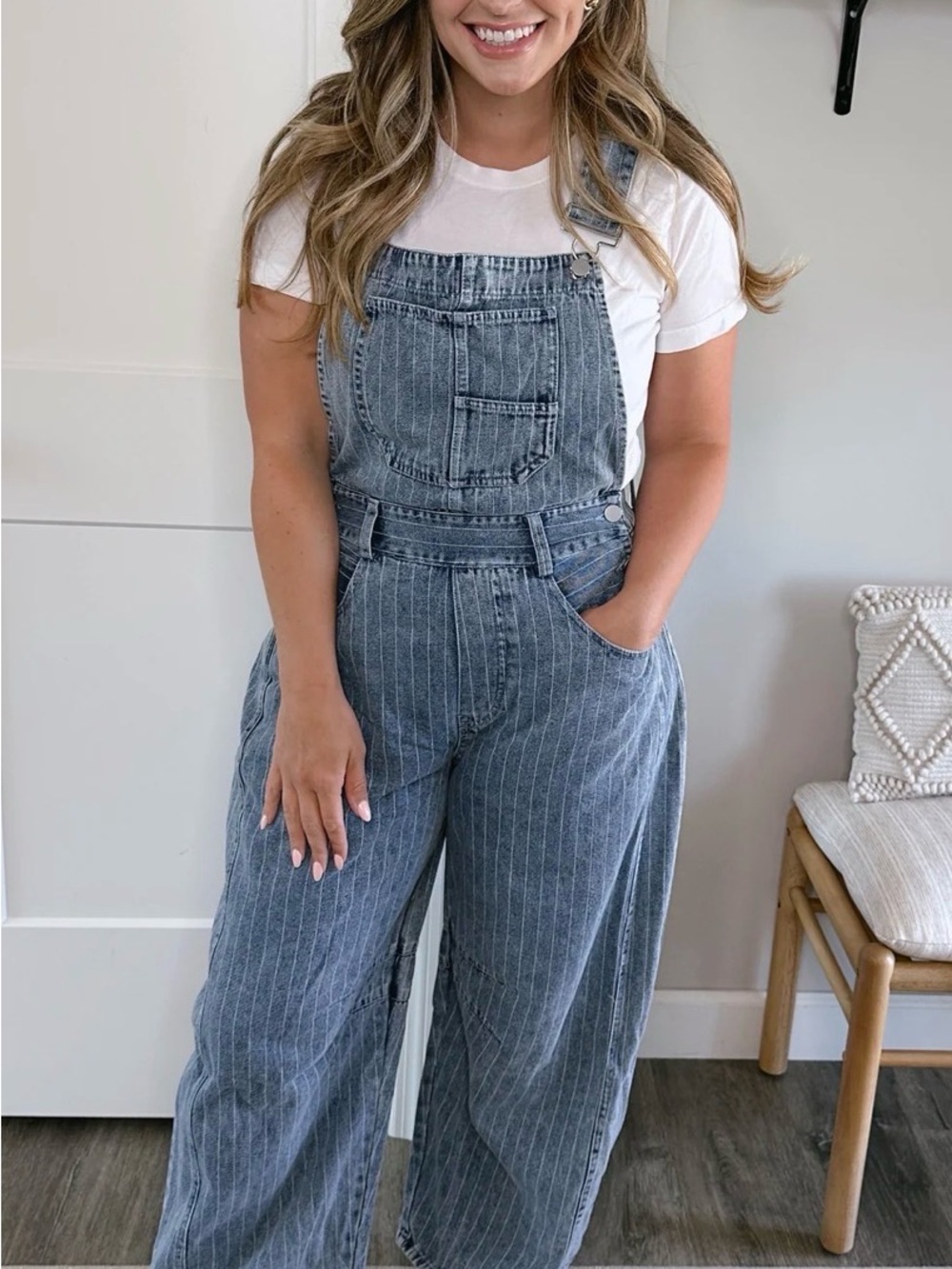 Denim overalls light pinstripe